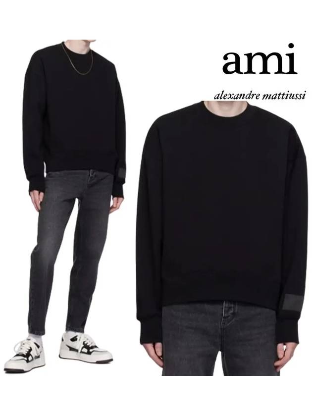 아미 맨투맨 소매 로고 패치 탑 긴팔티셔츠 블랙