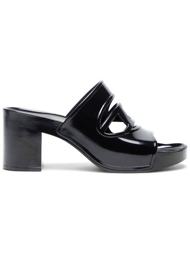 Diesel - Heeled rubber slides with cut-out logo - Sandals - Woman - Black