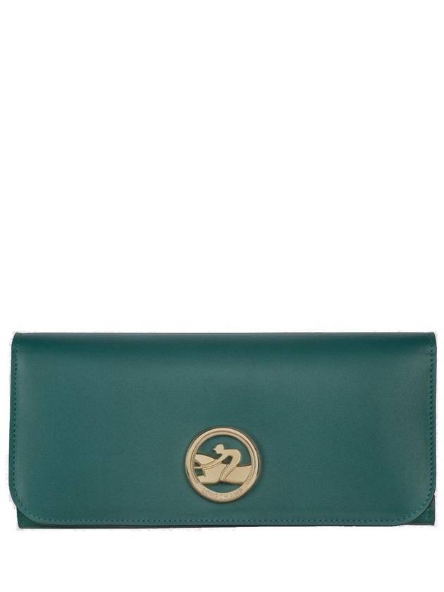 롱샴 박스트로트 로고 플라크 콘티넨탈 지갑