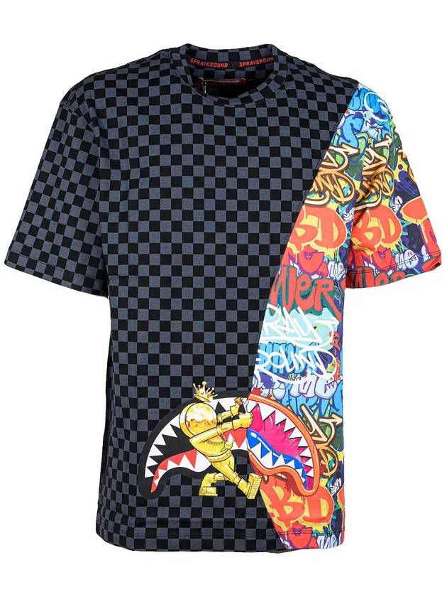 스프레이그라운드 그래피티 프린트 체크 크루넥 티셔츠 SP214_None