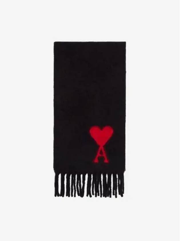 아미 오버사이즈 하트 로고 스카프 블랙 AMI de Coeur Oversize Scarf Black