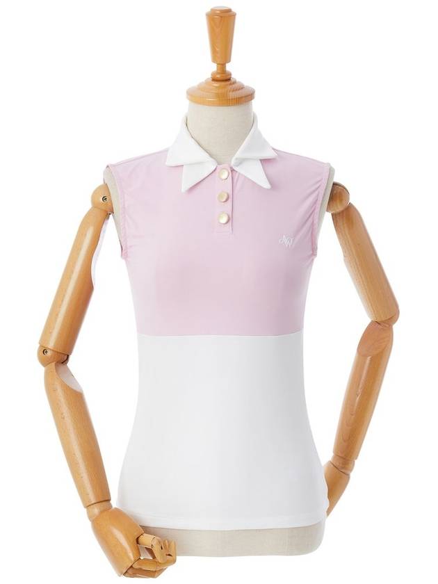 BOWTIE SLEVELESS BLOCK T_SHIRTS_PINK