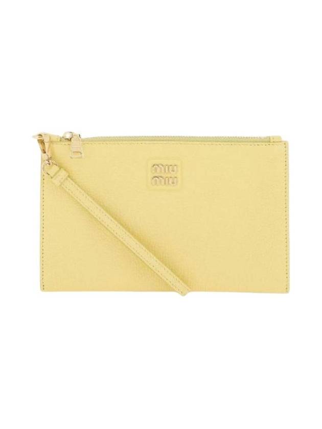 미우 미우 마드라스 가죽 파우치 레몬 옐로우 5NH013 2AJB F0222