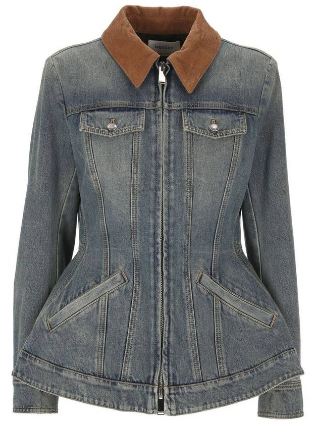 알렉산더 맥퀸 와시드 데님 자켓 블루