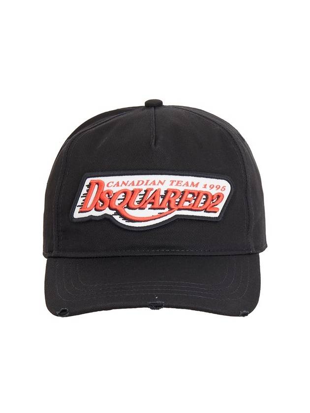 Dsquared2 디스트레스드 로고 패치 야구 모자