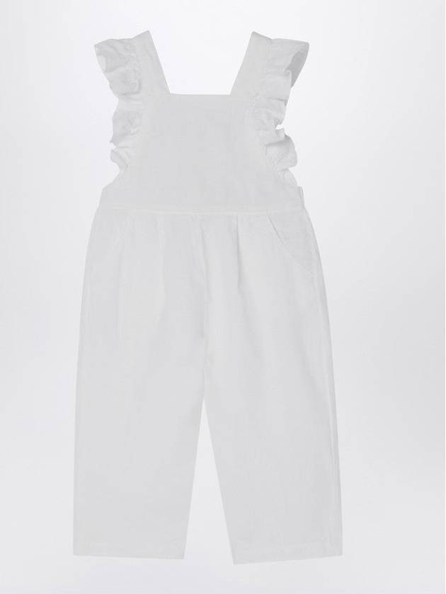 White Linen Overall With Ruffles