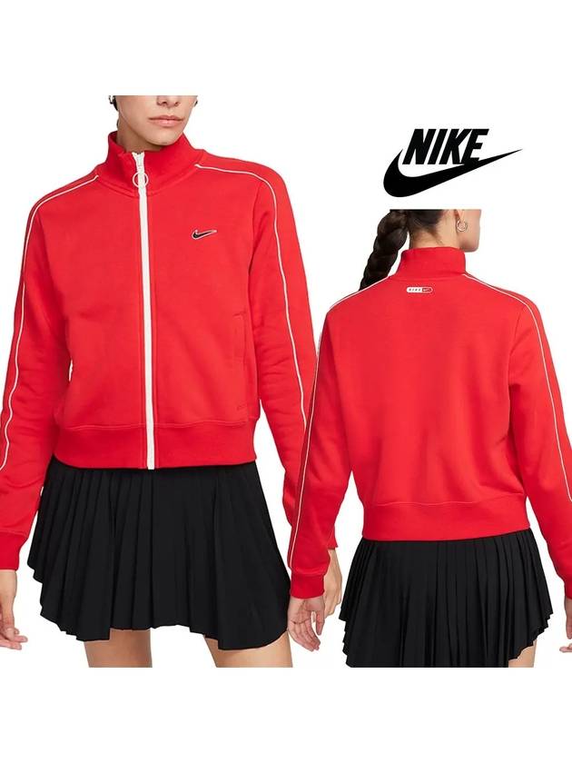 나이키 바람막이 스우시 브러시드 플리스 트랙 탑 재킷 레드 심플 베이직 패딩