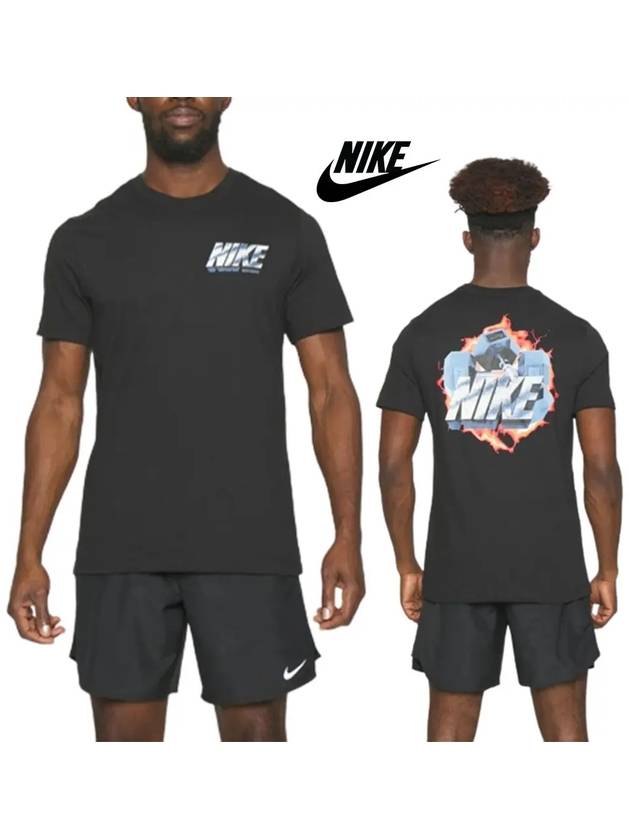 나이키 빈티지로고 피트니스 아령 탑 반팔 티셔츠 블랙 심플 베이직 오버핏 반팔티