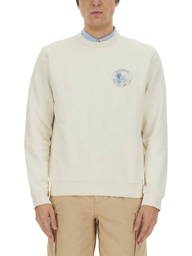 Woolrich 로고 프린트 크루넥 스웨트셔츠