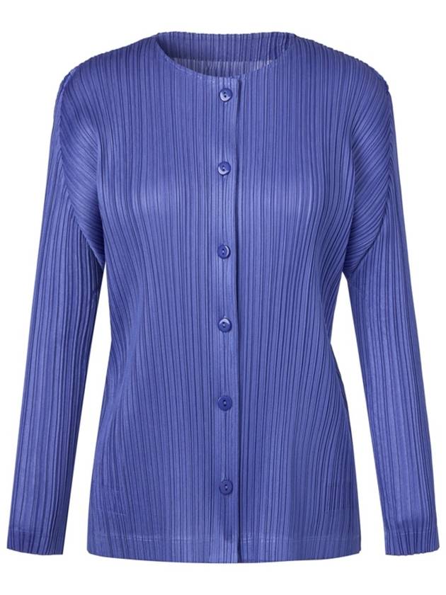 여성 라운드넥 라이트 플리츠 가디건 퍼플