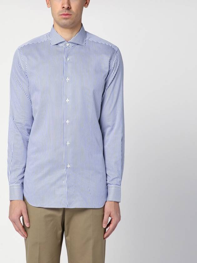 XACUS Small striped light blue cotton Travel shirt