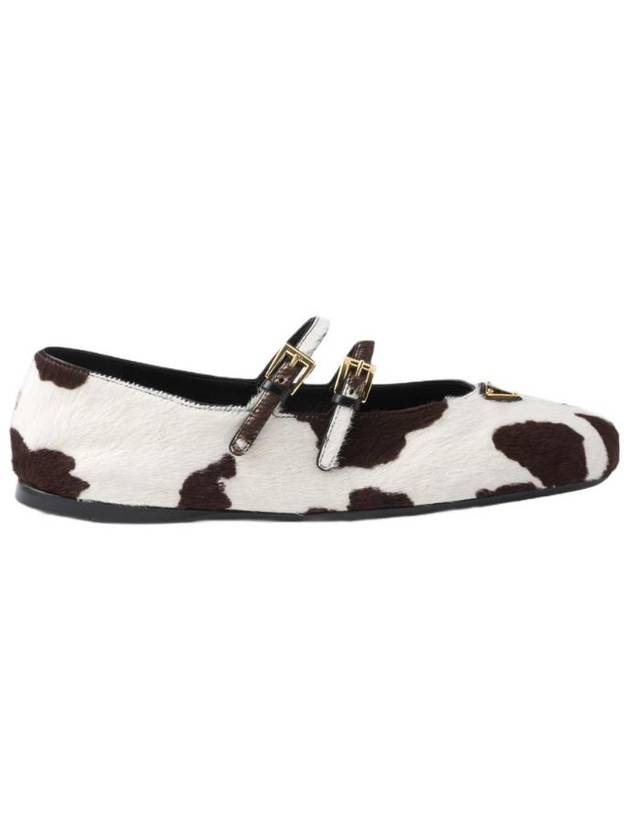 프라다 프린티드 레더 발레리나 화이트 다크 브라운 1F794N ASA F0G3N