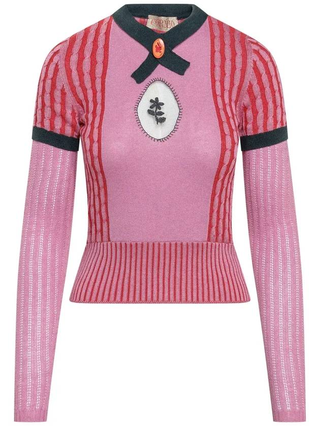 Cormio Kirby 레이어드 케이블 니트 탑 KIRBY_PINK