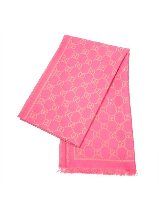 구찌 GG 로고 울 머플러 핑크