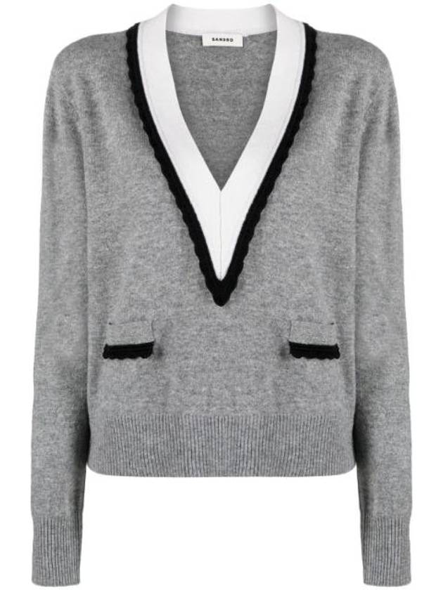 산드로 V넥 파인 니트 스웨터 SFPPU01796