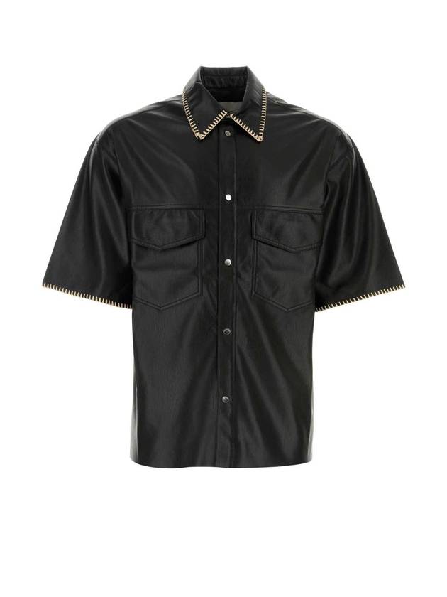 NANUSHKA 블랙 합성 피혁 만스 셔츠 NM24SSSH01599 BLACK