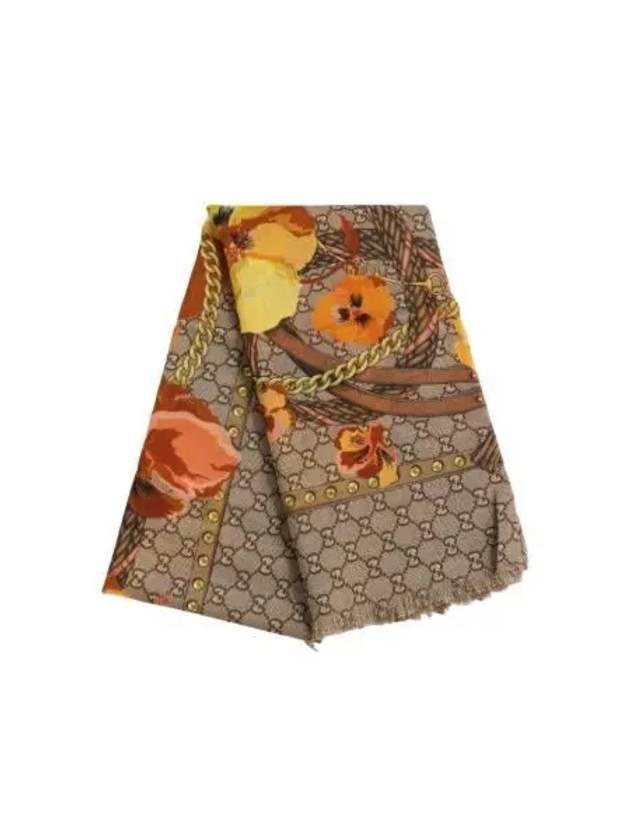W 구찌 플라워 울 스카프 옐로우 W Gucci Flower Wool Scarf Yellow