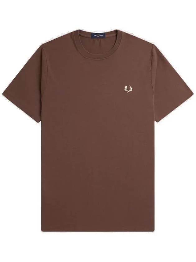 Fred Perry 로고 자수 크루넥 티셔츠 M1600_U85BRICKWARMGREY