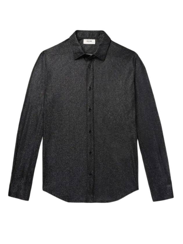 셀린느 남성 라이트웨이트 루렉스 메시 루즈 긴팔 셔츠 블랙