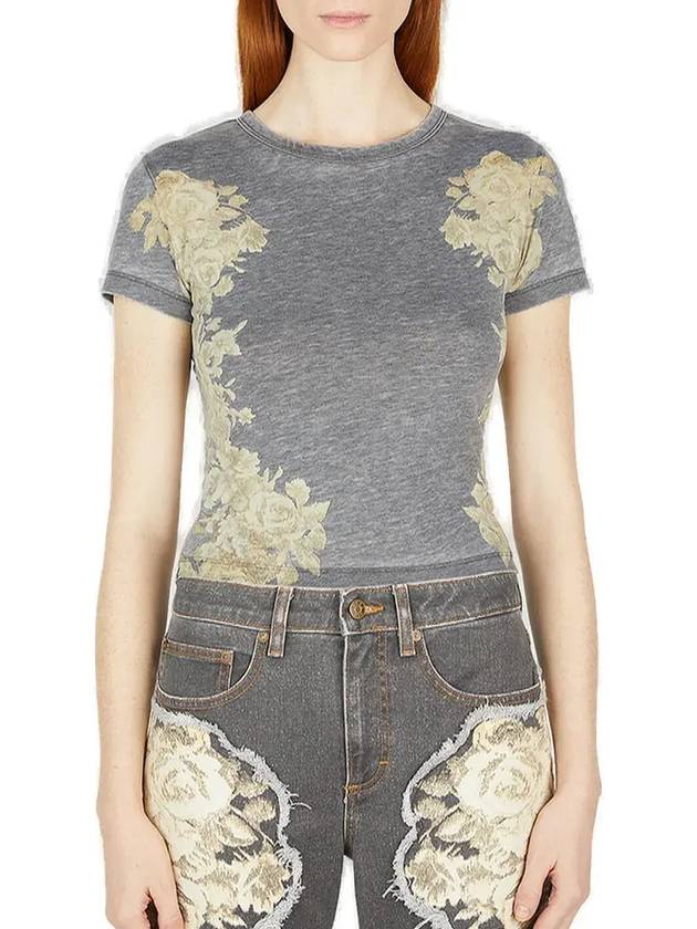 Guess Floral Burn Out 크루넥 티셔츠 W3GI02KBAX0_A907