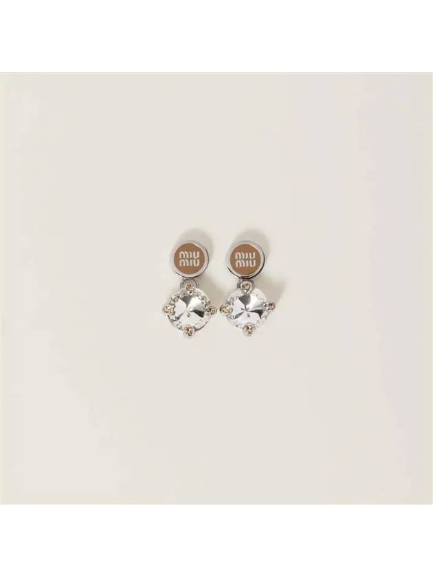 미우미우 크리스털 장식 메탈 이어링 5IO210_2CVY_F098L