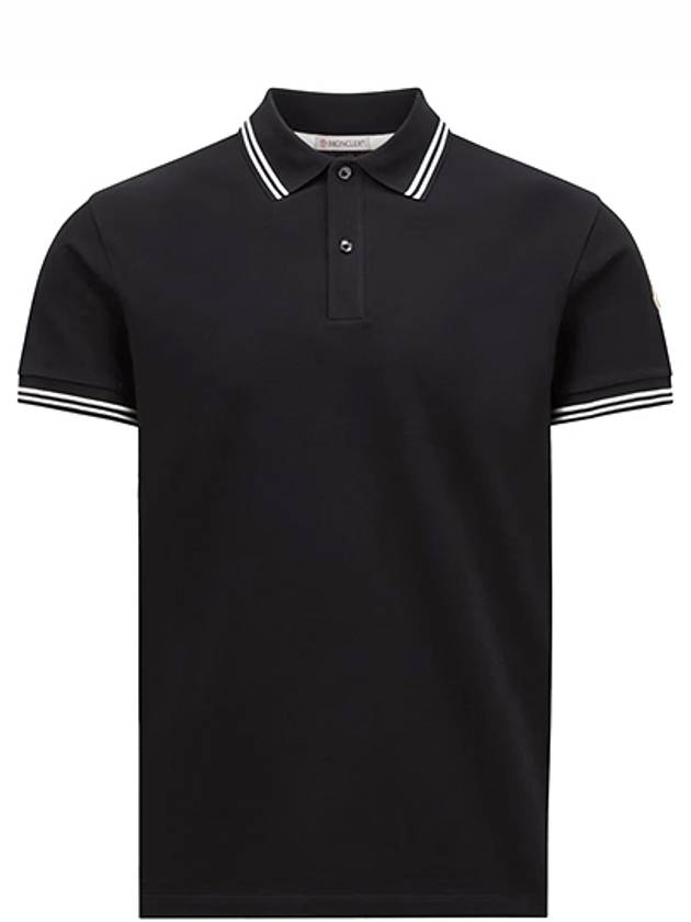 몽클레르 로고패치 스트라이프 폴로 티셔츠 다크 네이비 남성 티셔츠 8A00007 89A16 77X TJ