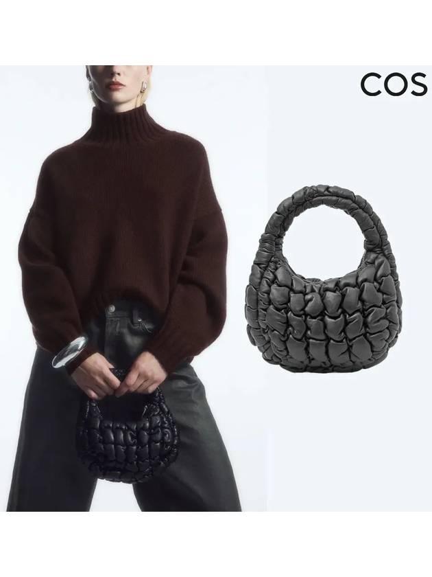 코스 마이크로 레더 미니 퀼티드 구름빵 가죽 가방 블랙