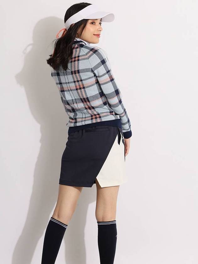 23FW 아디다스 여성 가을골프웨어 라운드넥 니트 체크무늬