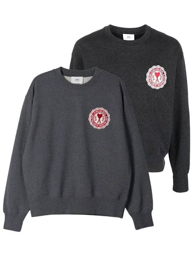 AMI 아미 로고 패치 맨투맨 남녀공용 USW011.739