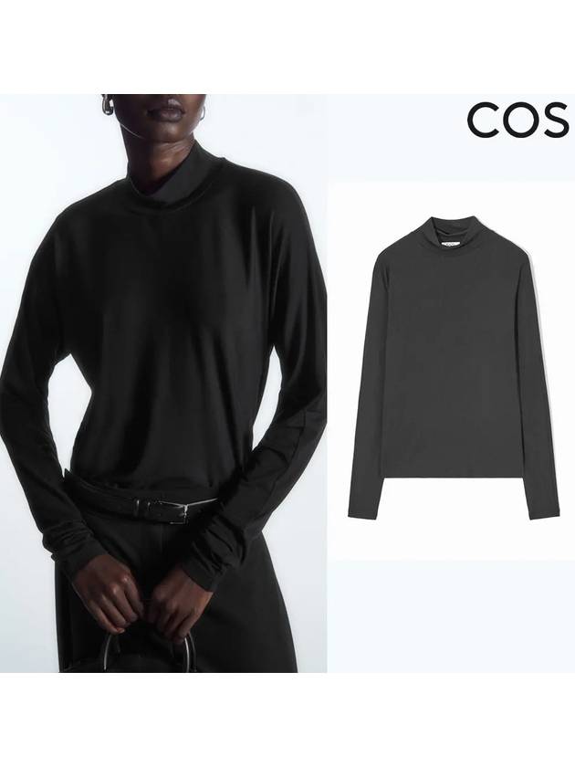 코스 클래식 루즈 기본 터틀넥 탑 긴팔 스웨터 블랙