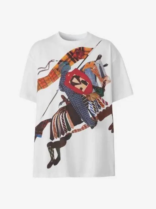 W 버버리 EKD 프린트 코튼 오버사이즈 티셔츠 화이트 W Burberry EKD Print Cotton Oversized T Shirt White