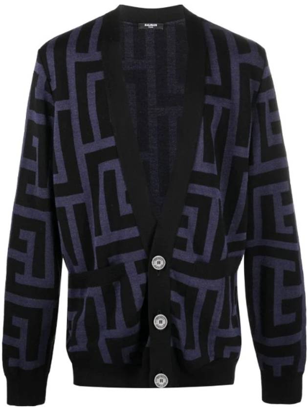 발망 모노그램 오버사이즈드 울 가디건 블랙 블루