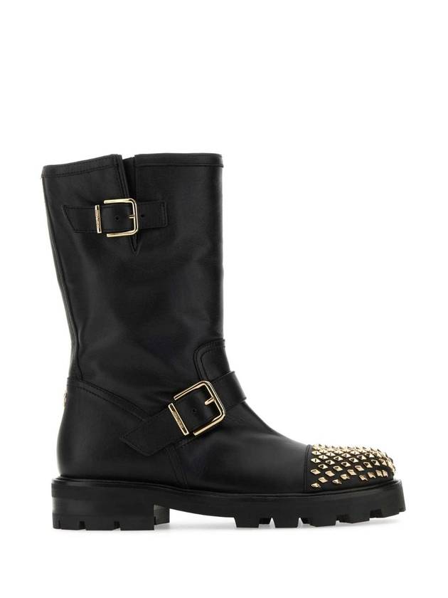 JIMMY CHOO BIKERIIAVT BLACKGOLD 블랙 가죽 바이커 II 부츠