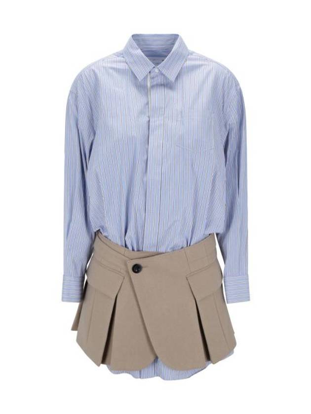 23FW 사카이 미디 원피스 2306773 466 L BLUE STRIPE X BEIGE