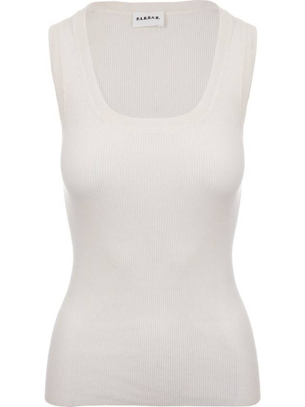 P.A.R.O.S.H. 스쿠프 넥 파인 골지 탑