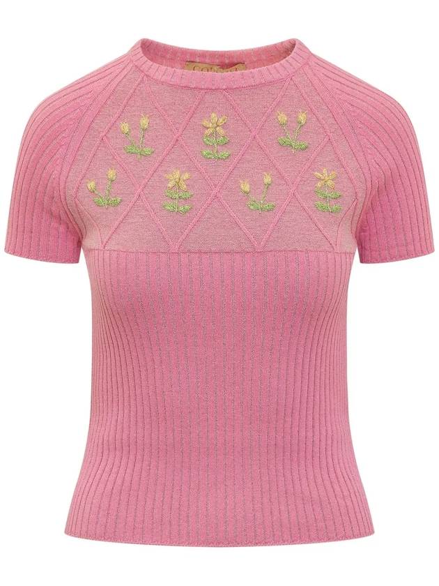 Cormio 플로럴 자수 크루넥 탑 DIAMOND_ORTENSIA