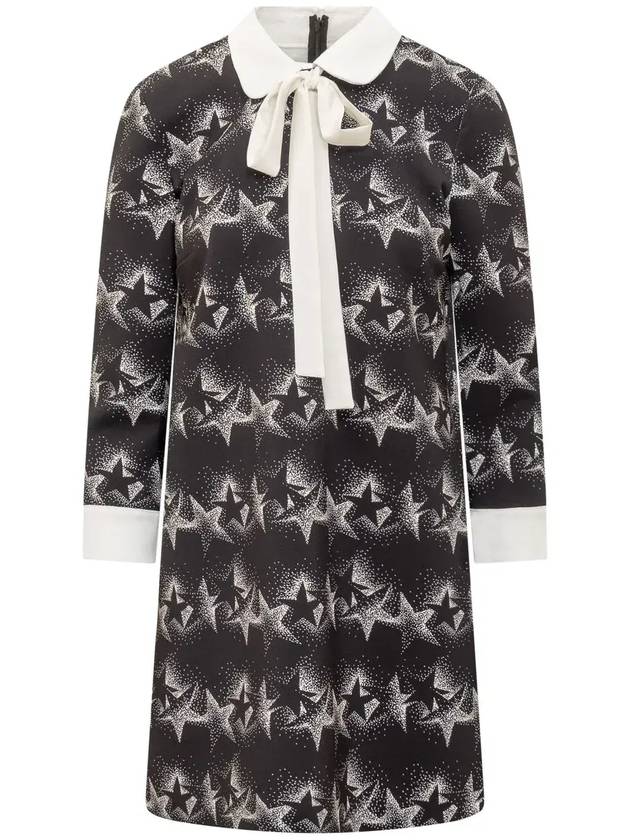 REDValentino 올오버 스타 프린트 롱 슬리브 드레스 3R3VAHP06VV_0MG