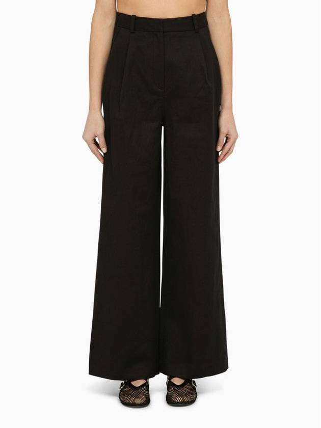 Black Cotton And Linen Trousers