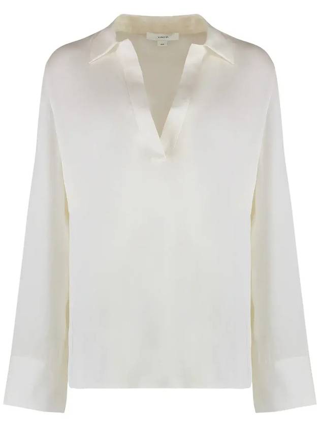 빈스 롱슬리브 V넥 블라우스 V025812972_101OWH