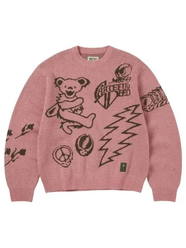 디스이즈네버댓 x 그레이트풀 데드 아이코노그래피 니트 스웨터 핑크 Thisisneverthat x Grateful Dead Iconography Knit Sweater Pink