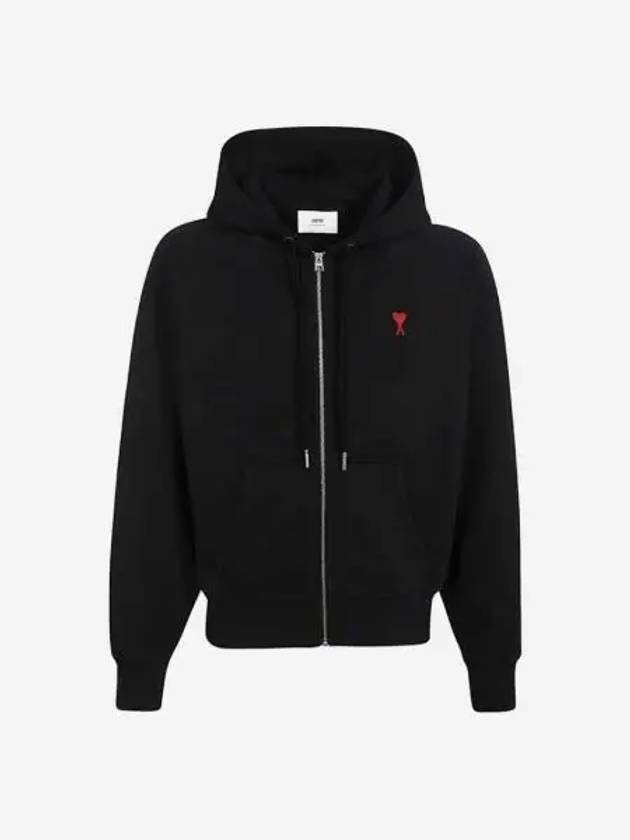 아미 하트 로고 코튼 후드 집업 블랙 AMI de Coeur Cotton Zipped Hoodie Black