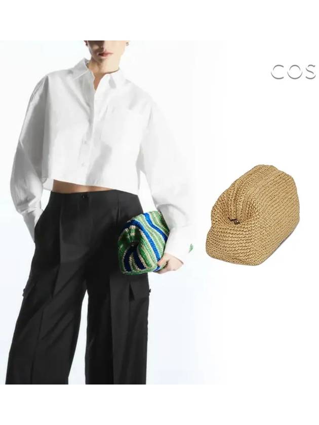 코스 고무 비치 지퍼 포켓 고무 클러치 가방 베이지