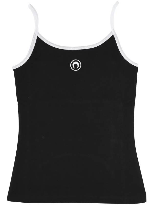 Marine Serre 콘트라스트 트림 문 로고 리브 탱크 탑 WTT029ACJER0008_BK99