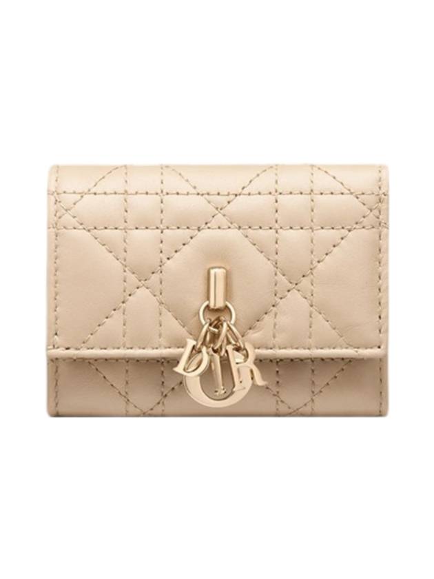디올 마이 디올 까나쥬 램스킨 반지갑 파우더 베이지