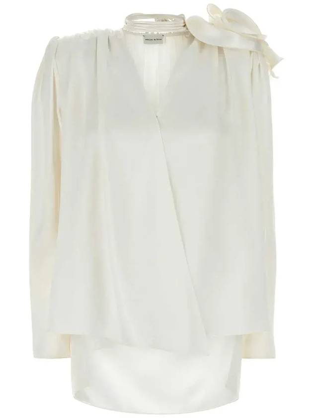 마그다 부트림 플로럴 디테일 새틴 셔츠 166722_CREAM