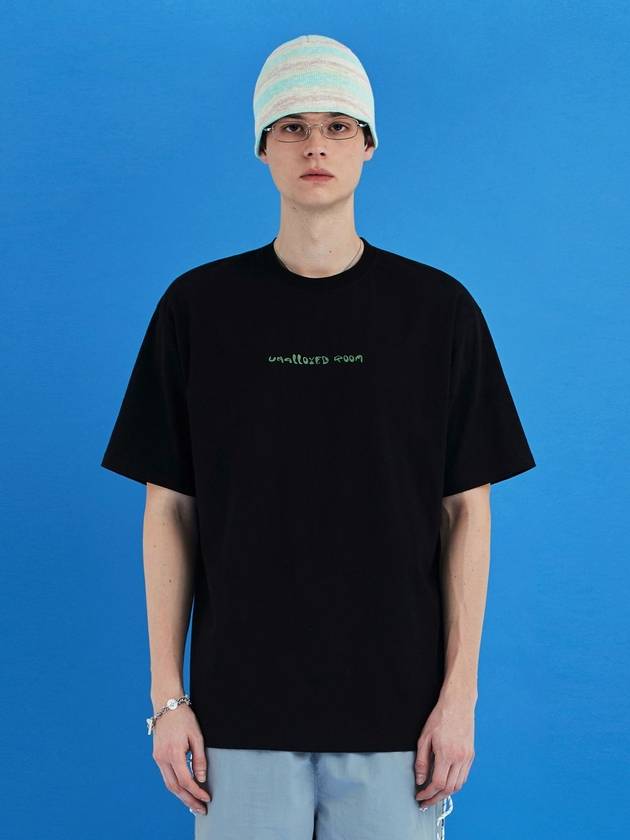 로고 리프 티셔츠 블랙