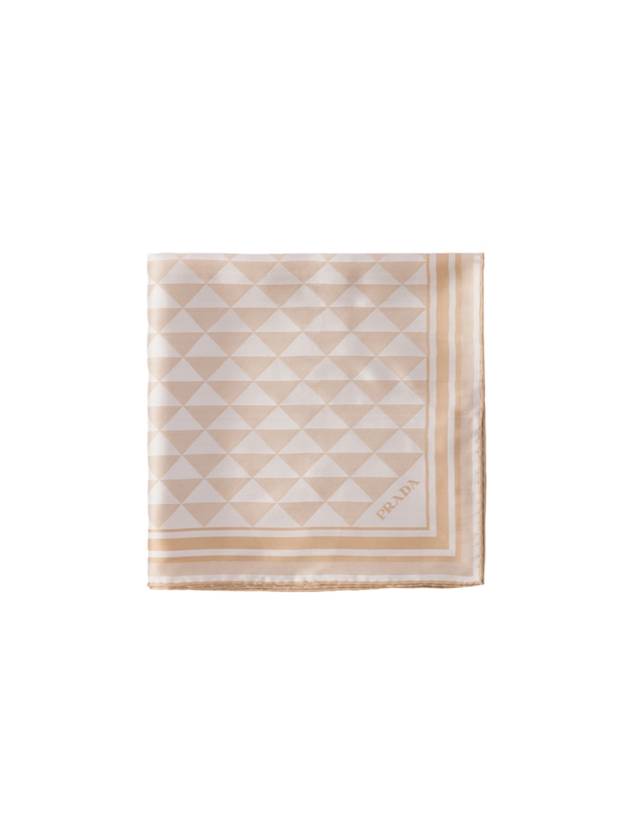 프린트 실크 머플러 카멜 베이지