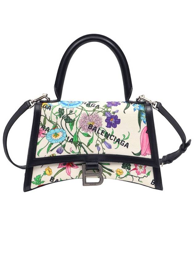 구찌 X 발렌시아가 코튼 캔버스 블랙 레더 해커 프로젝트 플로라 스몰 아워글래스 2WAY 681697