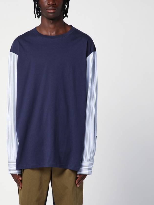 WALES BONNER Navy blue T-shirt in organic cotton