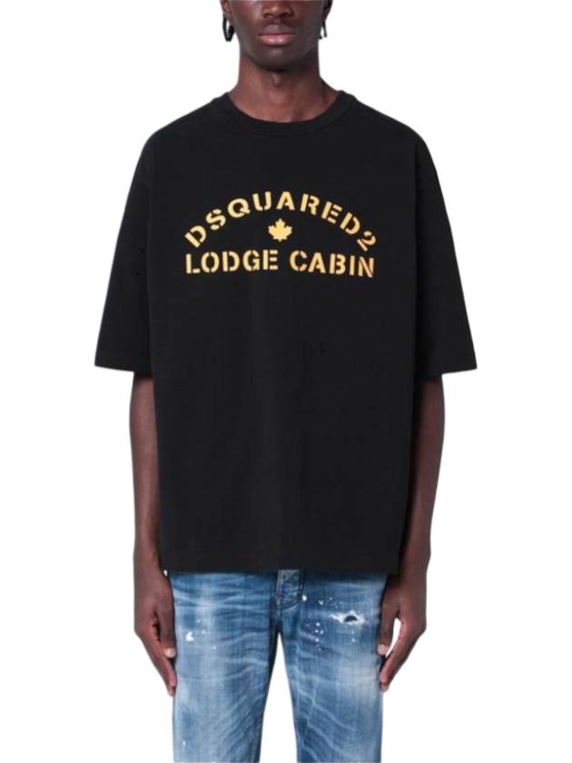 디스퀘어드2 로고 코튼 반팔 티셔츠 블랙